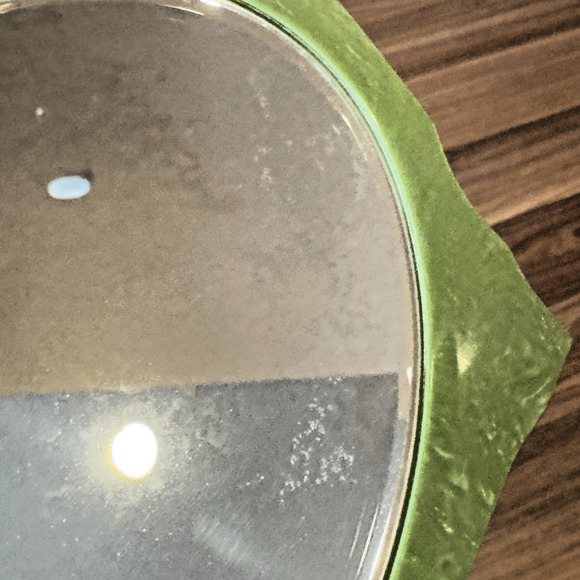 Vintage Art Deco Hand Mirror Brush Set Beveled Celluloid Green Pearlized Lucite - Picture 6 of 12